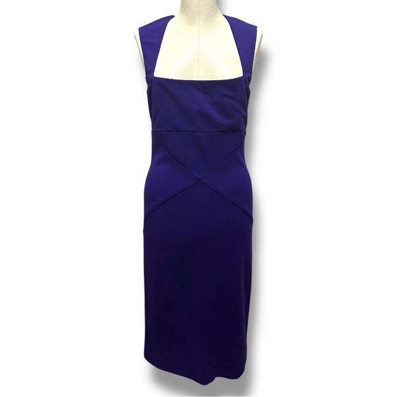 150 Nicole Miller | USA. NWOT. Royal Purple Cutout Sheath Dress (Size 10) - Picture 2 of 9